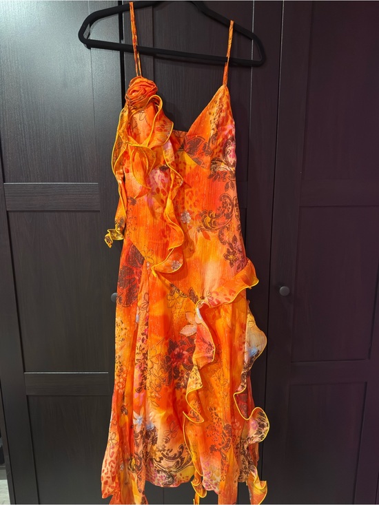 Dresses & Skirts - Orange Ruffle Floral Slip Dress